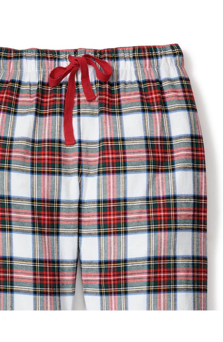Petite Plume Balmoral Tartan Cotton Twill Pajama Pants, Alternate, color, White Plaid