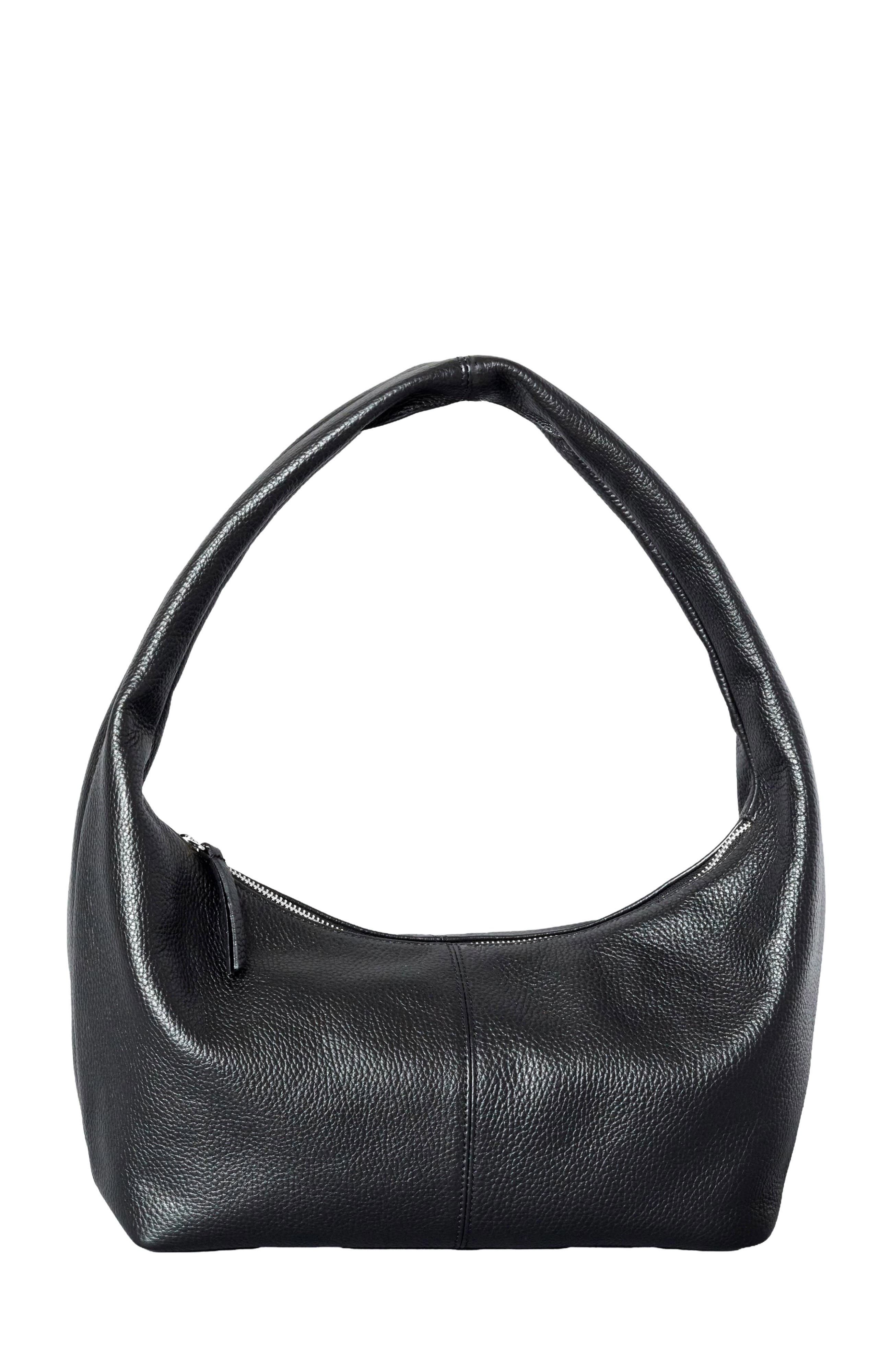 HYER GOODS Leather Everday Shoulder Bag, Main, color, Black/Silver