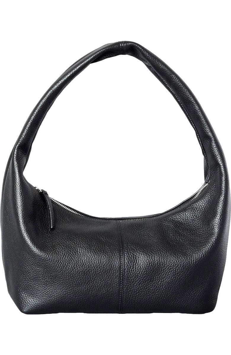 HYER GOODS Leather Everday Shoulder Bag, Main, color, Black/Silver