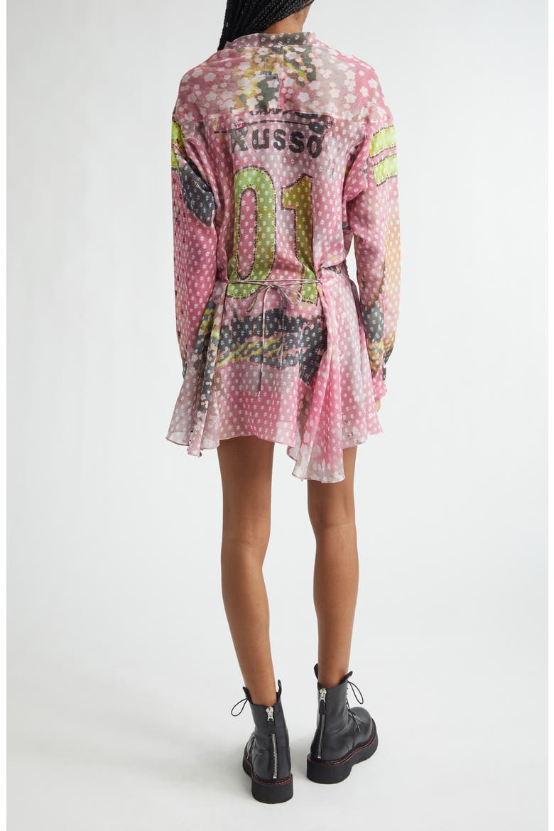 x Petros Studio Print Long Sleeve Chiffon Minidress, Alternate, color, PINK