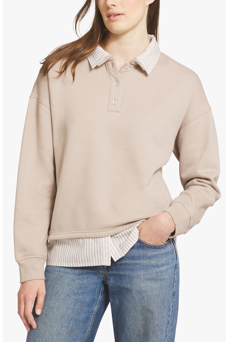 Two-Fer Henley Sweatshirt, Main, color, SIMPLY TAUPE