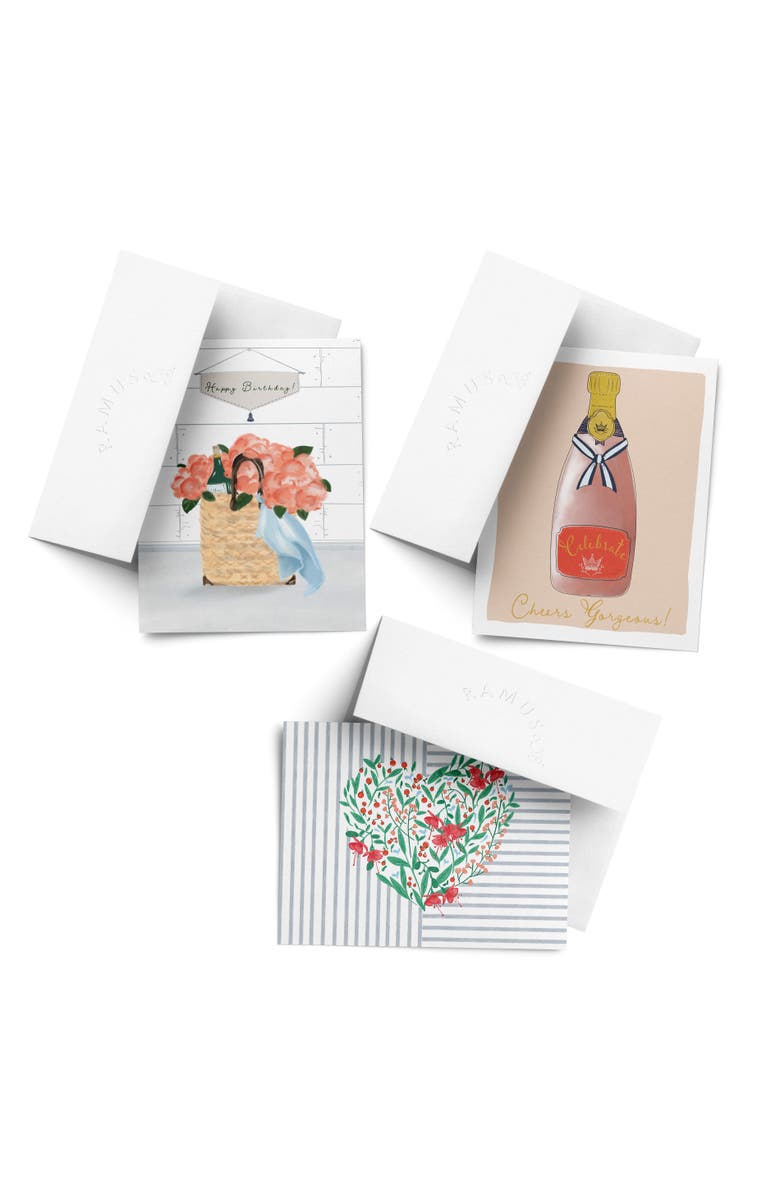 Ramus & Co Birthday Greeting Card Pack (3ct) "Cheers, Heart, Peonies", Main, color, Multi-Pack