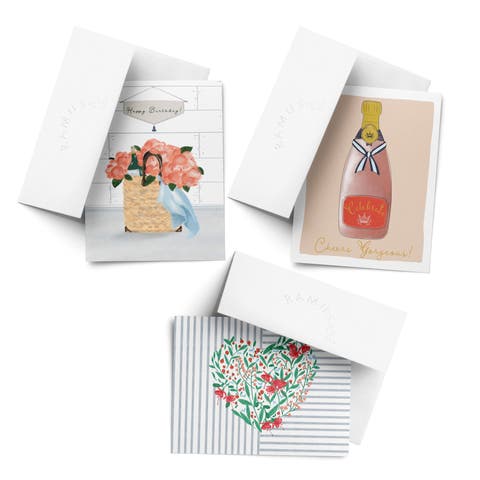 Birthday Greeting Card Pack (3ct) "Cheers, Heart, Peonies"