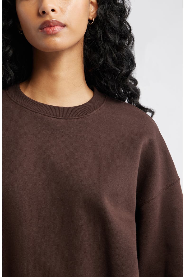 Relaxed Cotton Blend Sweatshirt, Alternate, color, BROWN COFFEE