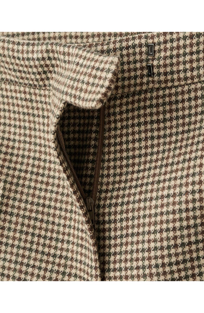 MANGO Gina Houndstooth Microcheck Pants, Alternate, color, Medium Brown