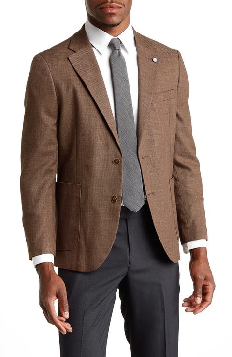 Woven Two Button Notch Lapel Blazer