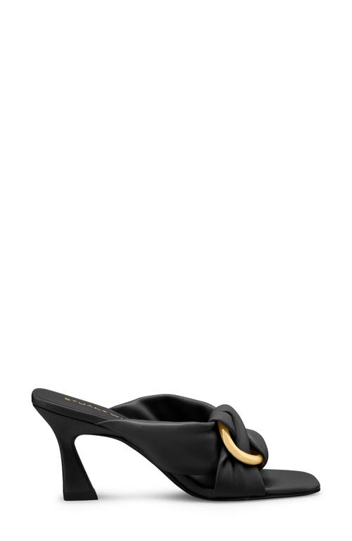 Stuart Weitzman Cece Leather Twisted Ring Slide Sandals In Black