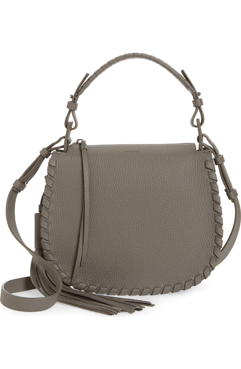AllSaints Mori Leather Crossbody Bag, Main, color,