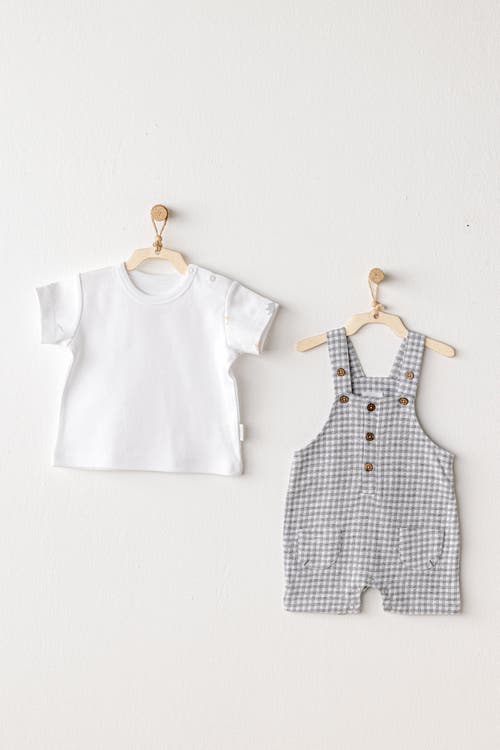 Shop Andy Wawa Little King Gingham Jumpsuit Set In Grey