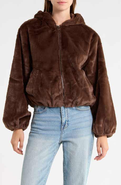 Faux Fur Hooded Bubble Jacket