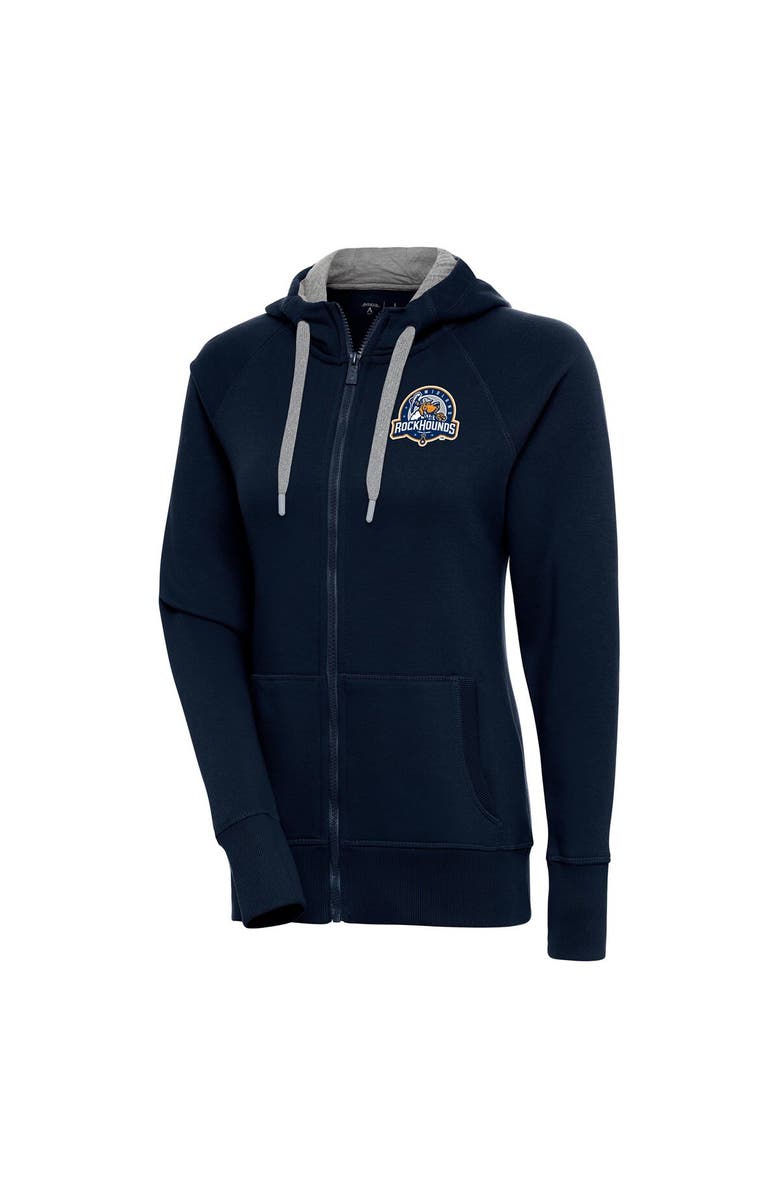 ANTIGUA Women's Antigua  Navy Midland Rockhounds Victory Full-Zip Hoodie, Main, color, 