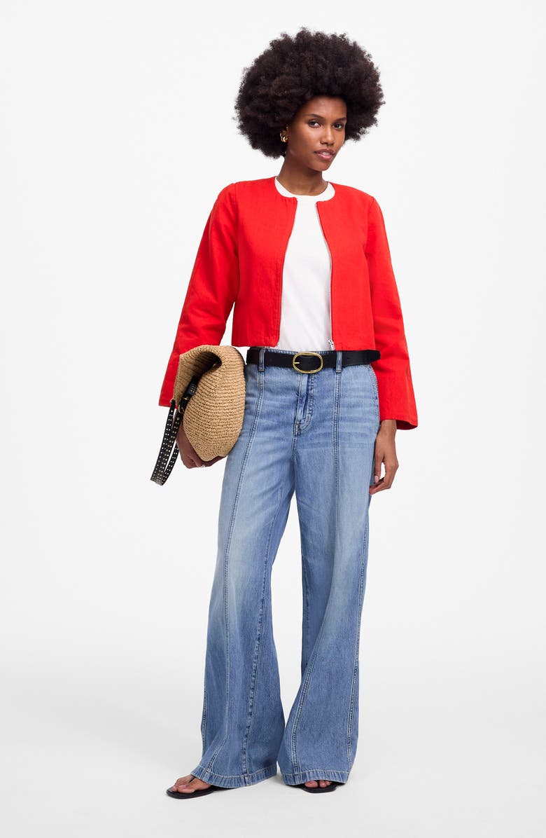 Madewell Cotton & Linen Blend Zip-Up Jacket, Alternate, color, Festival Red