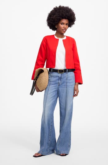 Cotton & Linen Blend Zip-Up Jacket