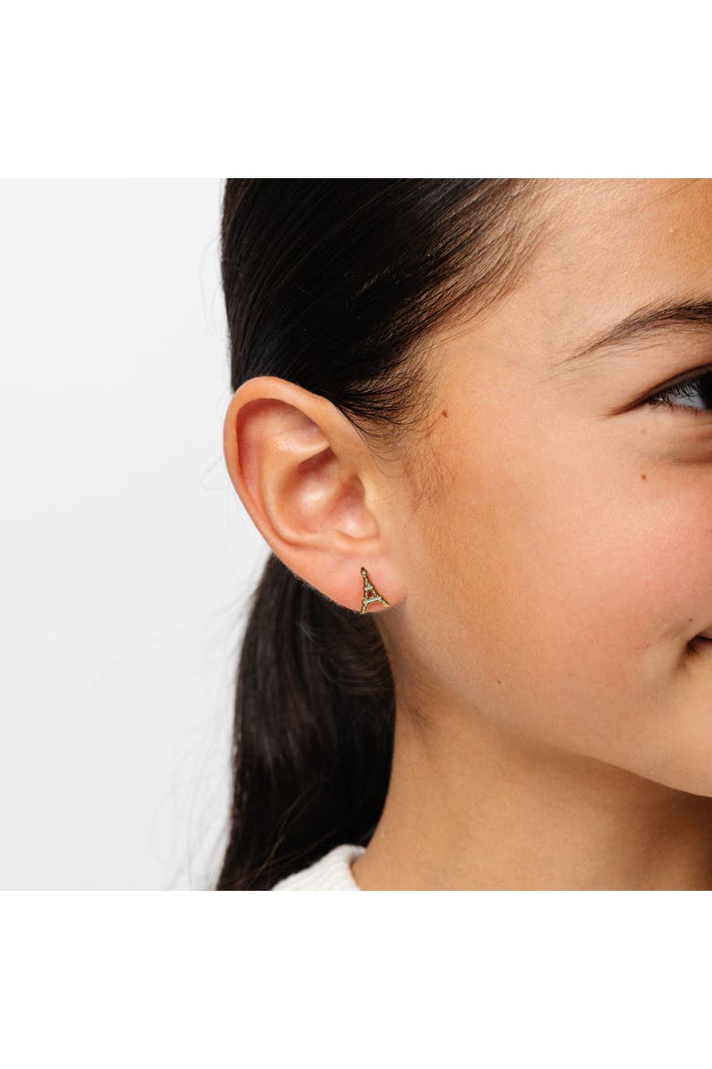 Eiffel Tower Stud Earrings, Alternate, color, Gold