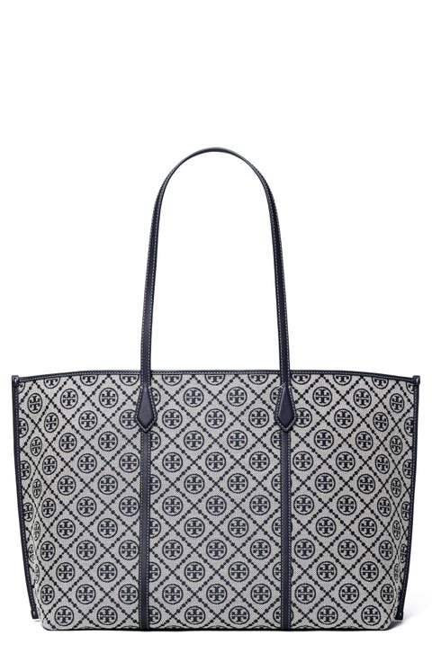 Perry T Monogram Jacquard Triple Compartment Tote