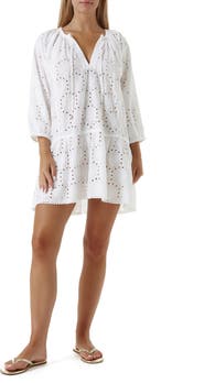 Melissa Odabash Ashley Eyelet Detail Cotton Cover-Up Tunic