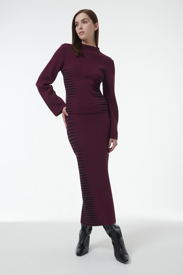 Jacquard Pencil Skirt - Shorter Length, Alternate, color, Red