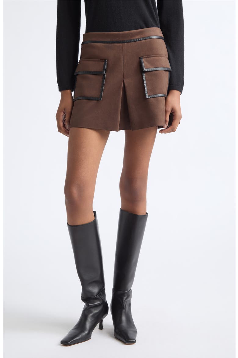 Tess Faux Suede Miniskirt, Main, color, HERITAGE BROWN