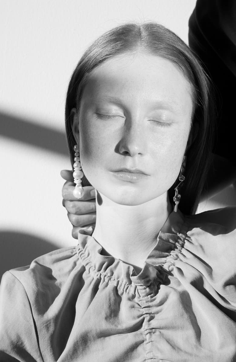 COMPLETEDWORKS Pearl & Ceramic Mismatched Drop Earrings, Alternate, color, 18Ct Gold Plated