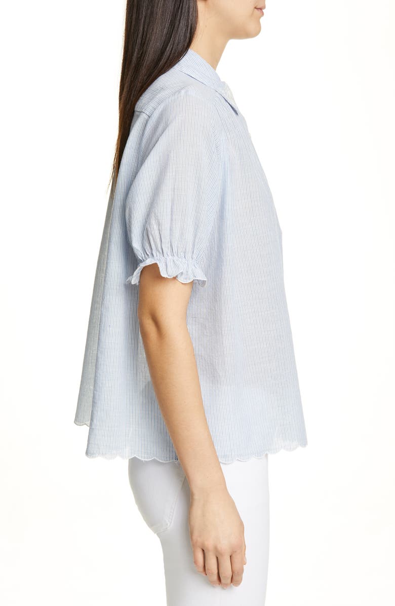 THE GREAT. The Kerchief Embroidered Cotton Top, Alternate, color, 