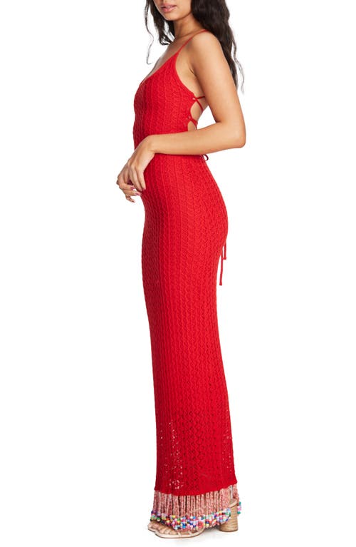Capittana Ali Beads Knitted Maxi Dress In Red