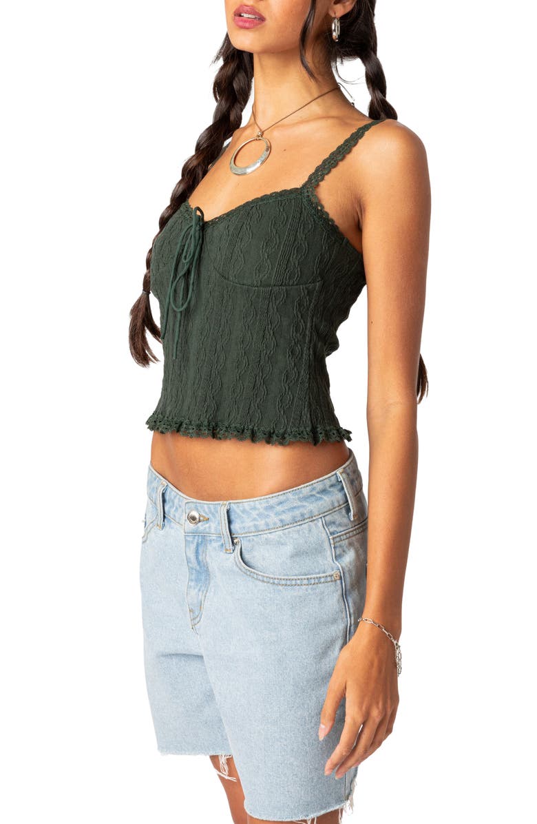 EDIKTED Lacey Knit Tank, Alternate, color, Olive