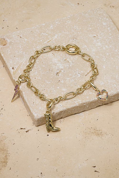 Untamed Petals Classic Link Charm Bracelet In Gold