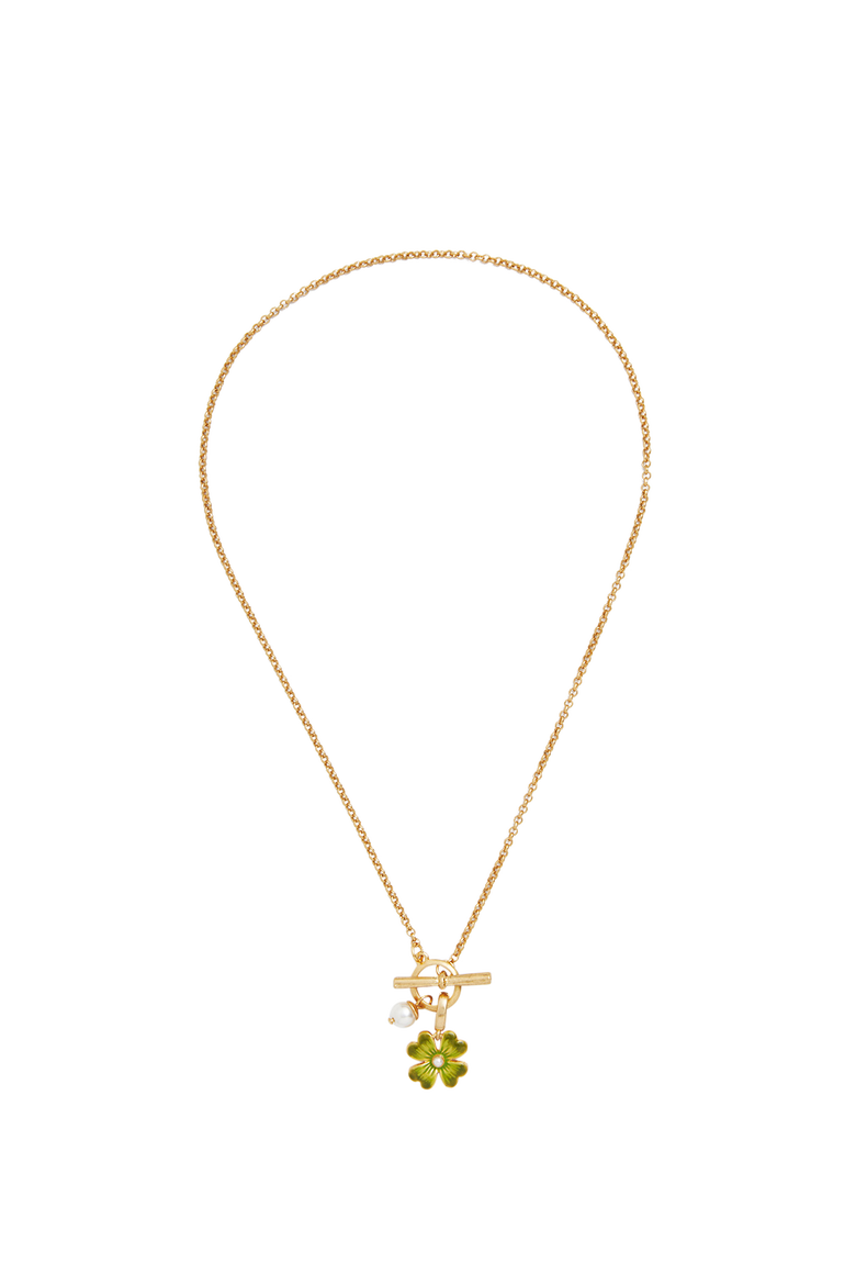 Lucky Clover & Pearl Toggle Necklace, Alternate, color, Gold