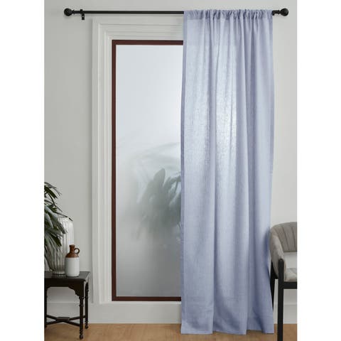 Linen Curtain with Light Filtering Rod Pocket for Living Room, Bedroom