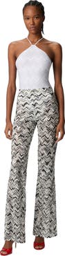 Missoni Flare Trousers In Slub Zigzag Viscose Blend