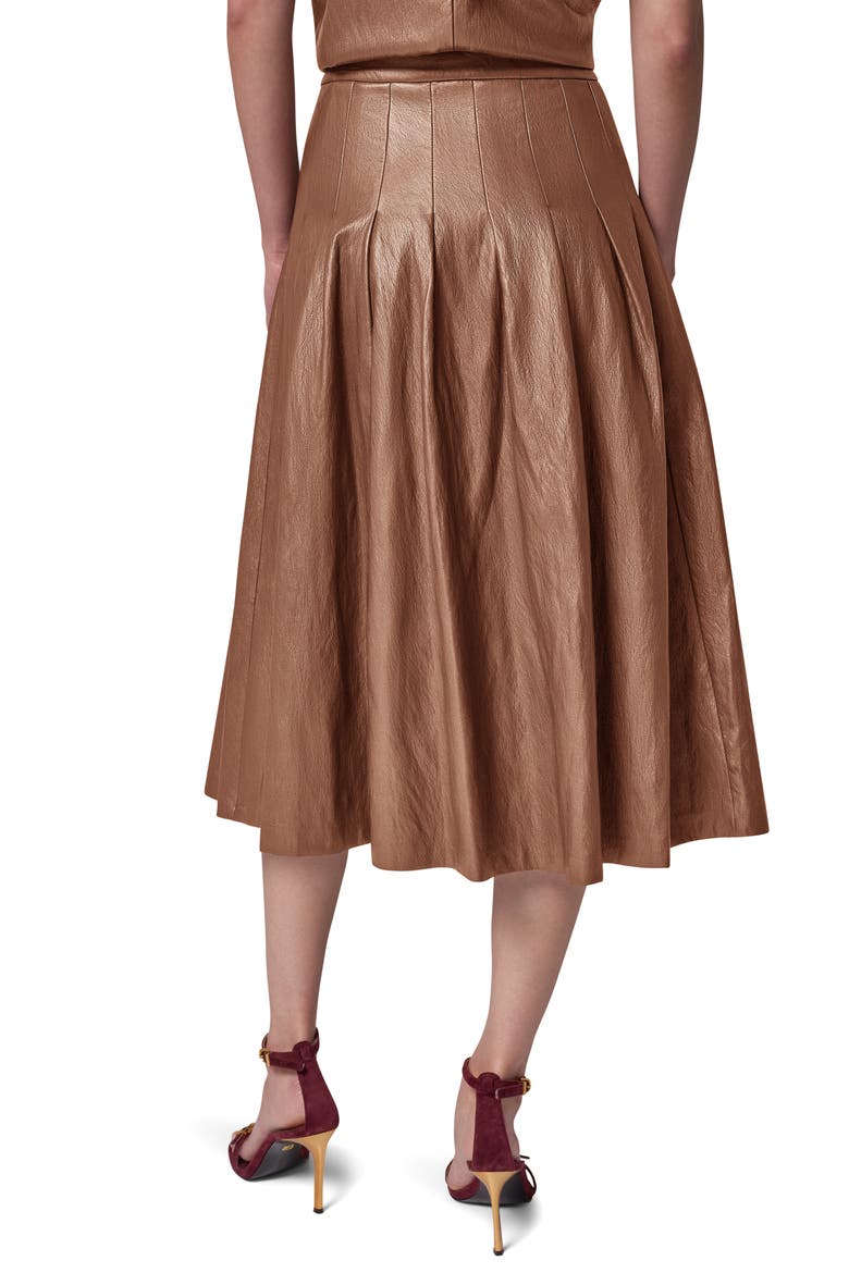 Pleated Faux Leather Midi Skirt, Alternate, color, CAMEL
