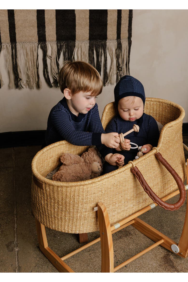 Looms Thin Stripe Collection - Footie, Alternate, color, Navy/Blue