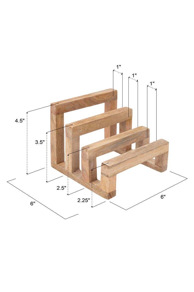 6-Inches Mango Wood Cutting Board Stand with 3 Sections for Kitchen, Natural, Alternate, color, Natural