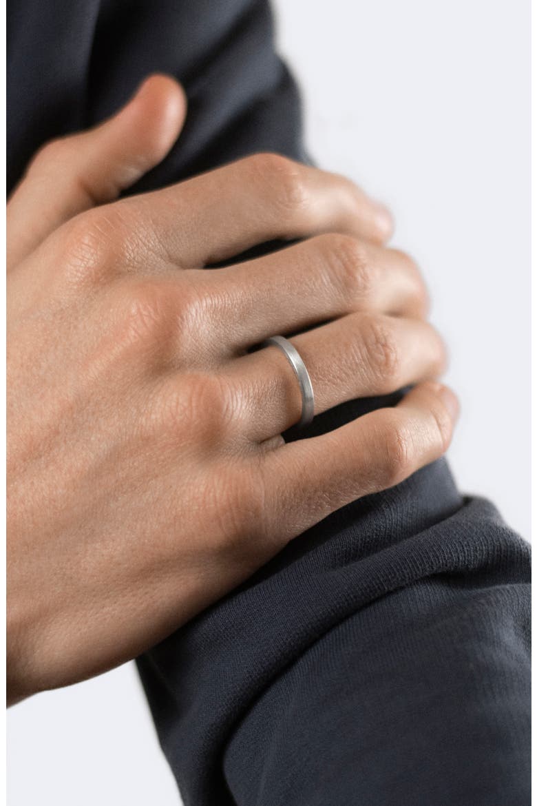 Men's 3G Brushed Sterling Silver Ribbon Band Ring, Alternate, color, SILVER