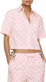 Burberry Cropped Knight Checkerboard Cotton Shirt