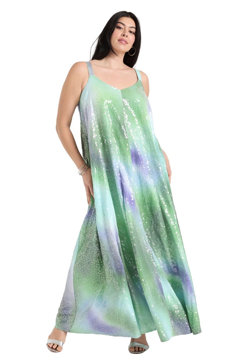 Sequin Swing Maxi Dress, Main, color, COOL MULTI MIST
