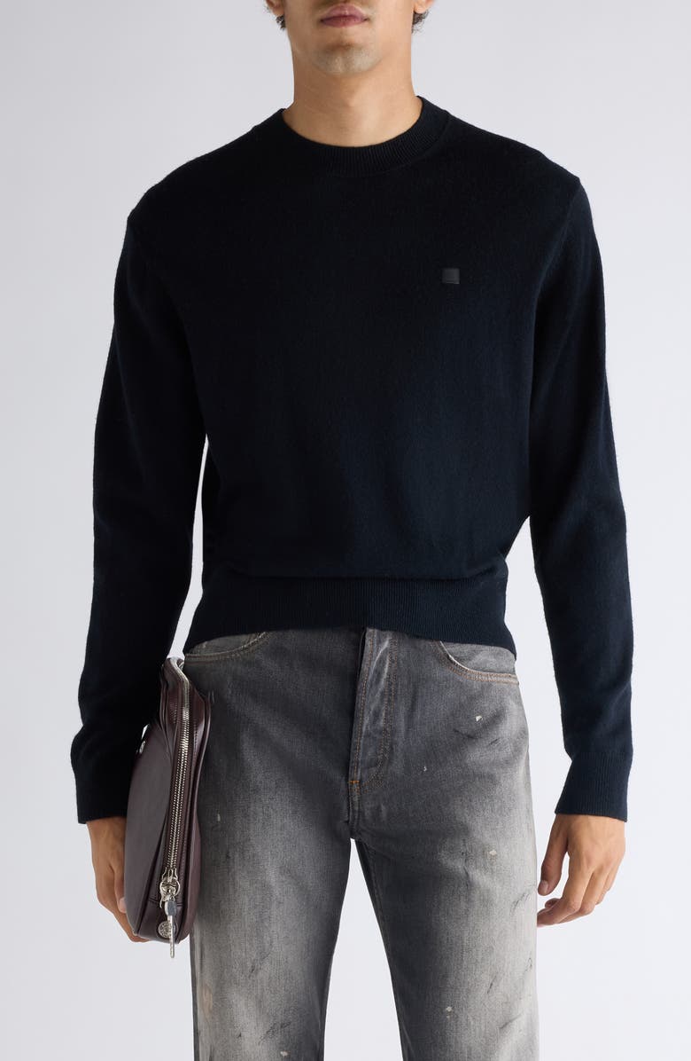 Acne Studios Kalas Core Face Patch Wool
Yak Hair Sweater, Main, color, Black