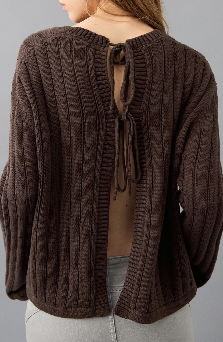 MANGO TEEN Tie Back Cotton Rib Sweater, Alternate, color, 