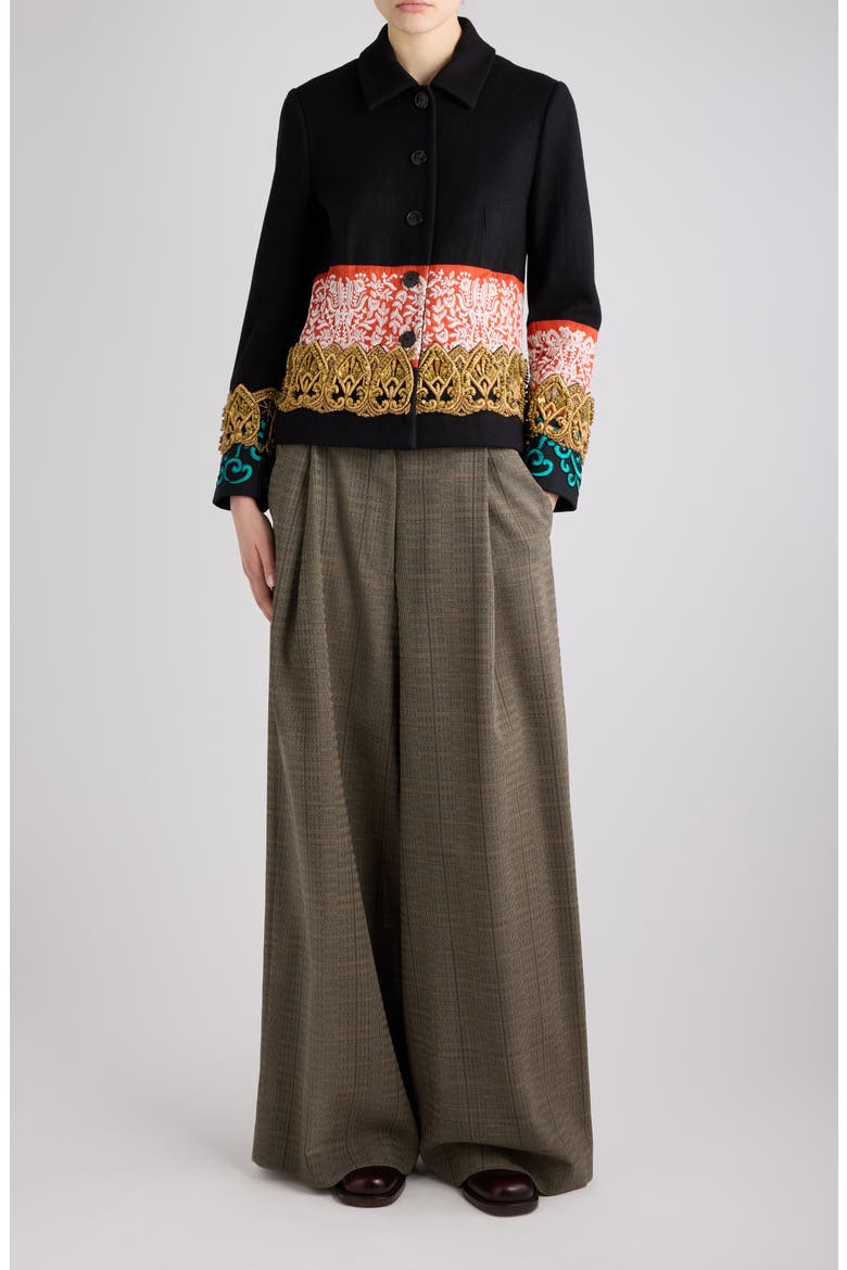 Bettsy Embroidered Wool Jacket, Alternate, color, BLACK