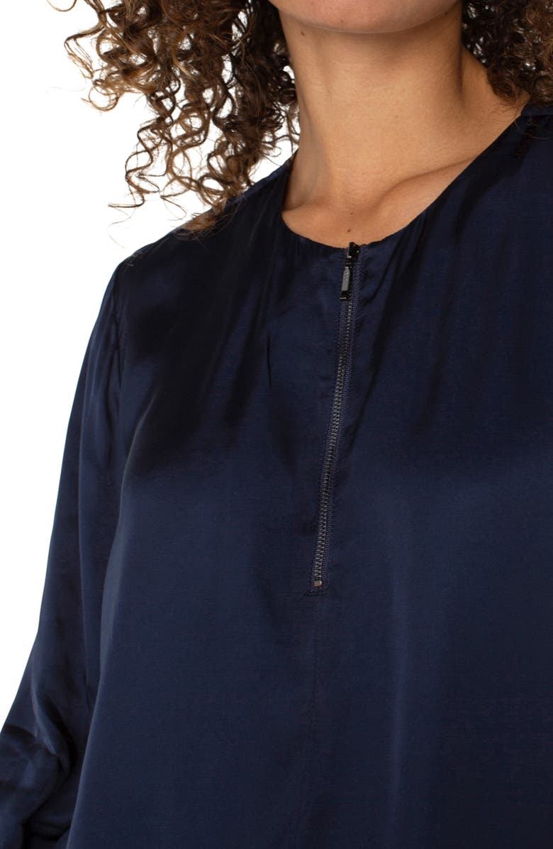 Liverpool Los Angeles Half Zip Collarless Top, Alternate, color,