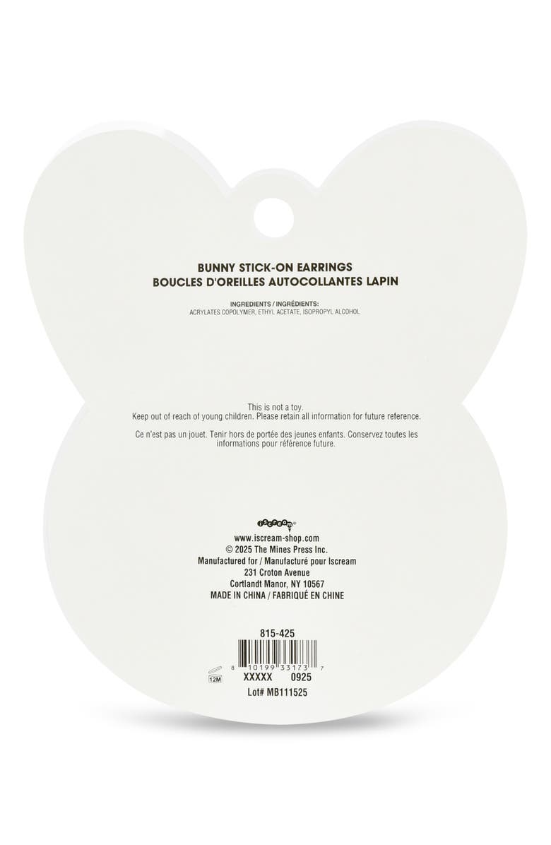 Iscream Bunny Stick-On Earrings, Alternate, color, Pink Multi