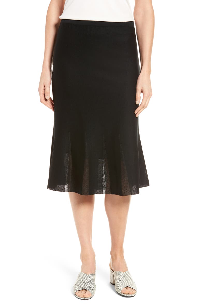 Knit Flared Skirt, Main, color, BLACK