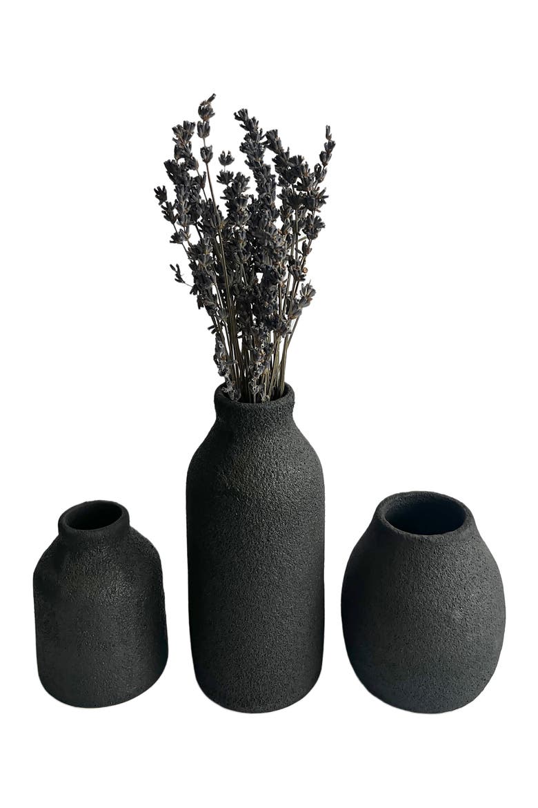 Round Crater Vase, Alternate, color, Black