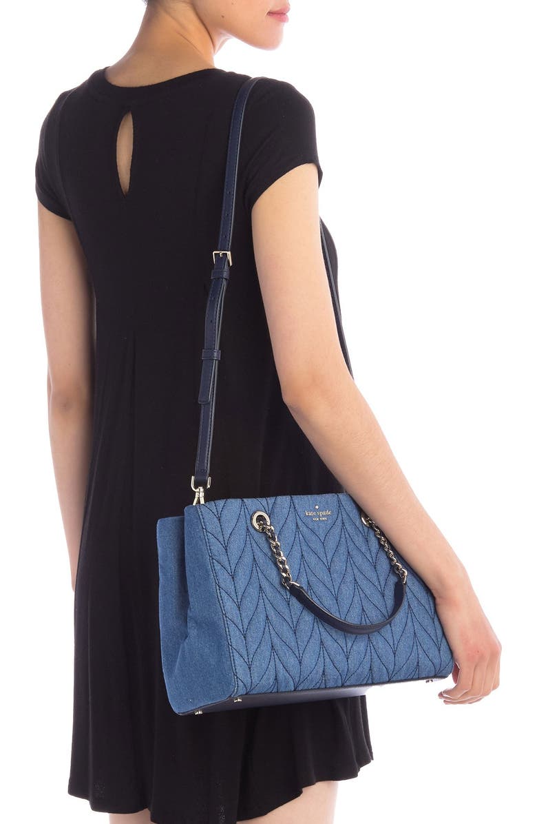 Kate Spade New York briar lane quilted denim meena satchel, Alternate, color,