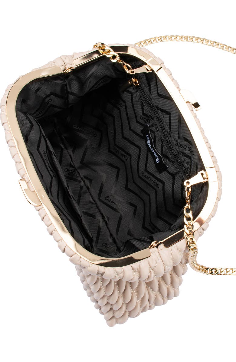 Olga Berg Paige Textured Faux Leather Frame Clutch, Alternate, color, Mink