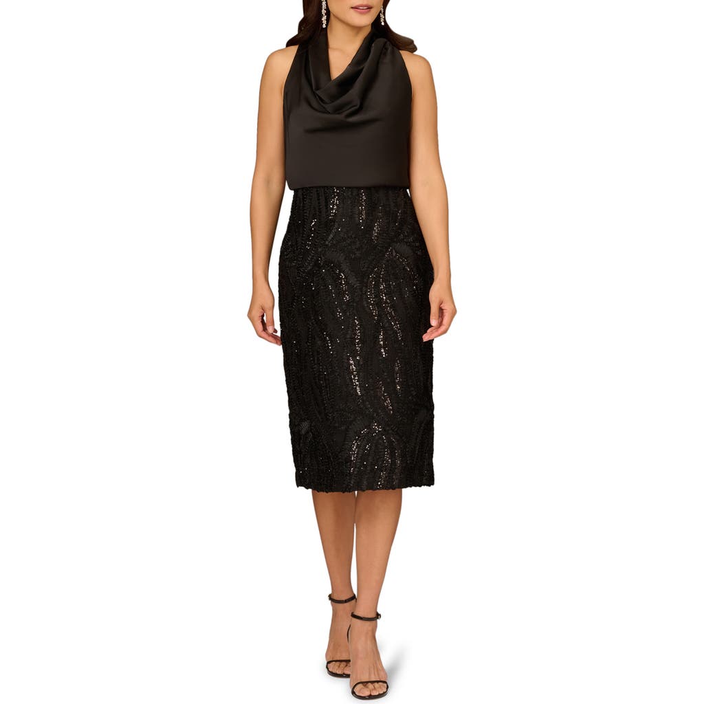 Aidan Mattox 3D Embroidered Sleeveless Cocktail Dress in Black  product