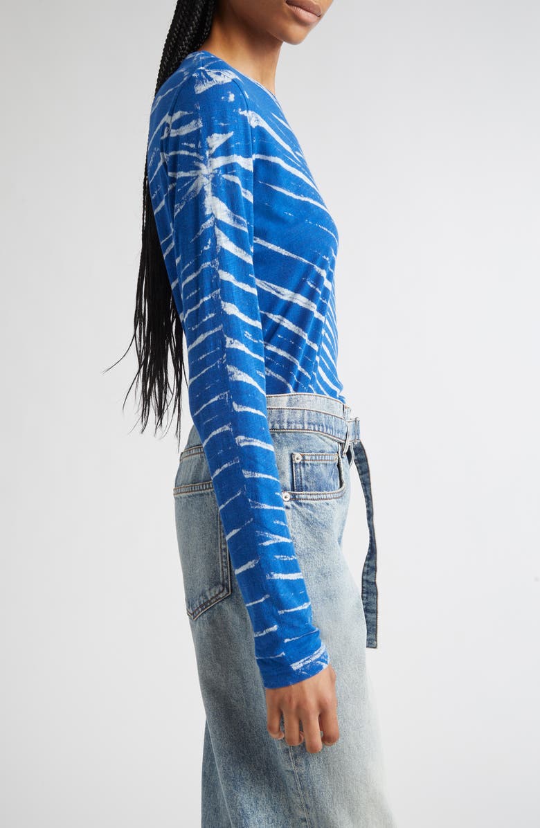 Proenza Schouler Mia Tie Dye Long Sleeve Cotton Tissue T-Shirt, Alternate, color, Blue Multi