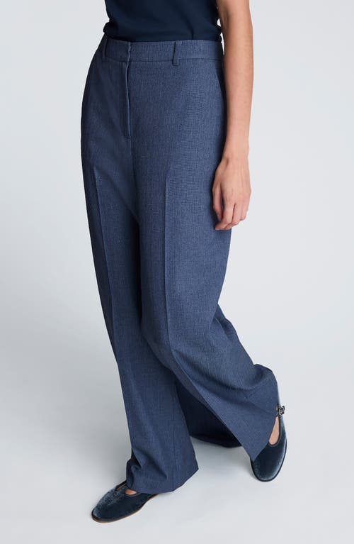 Kenneth Cole High Waist Wide Leg Boyfriend Pants In Blue