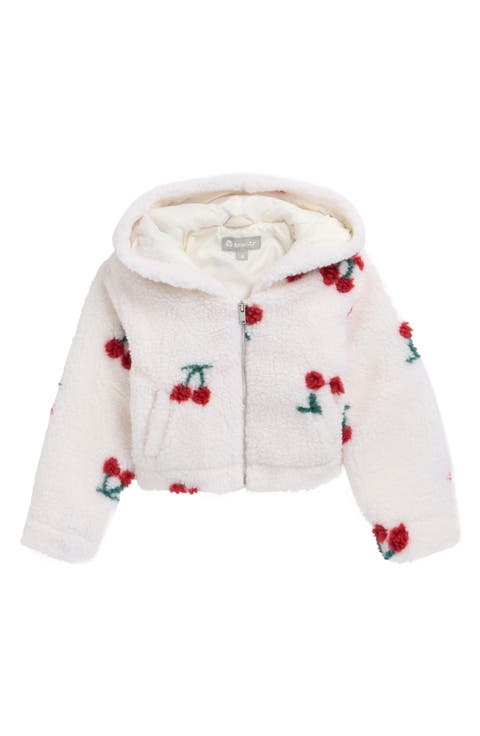 Kids' Cherry Print High Pile Fleece Jacket