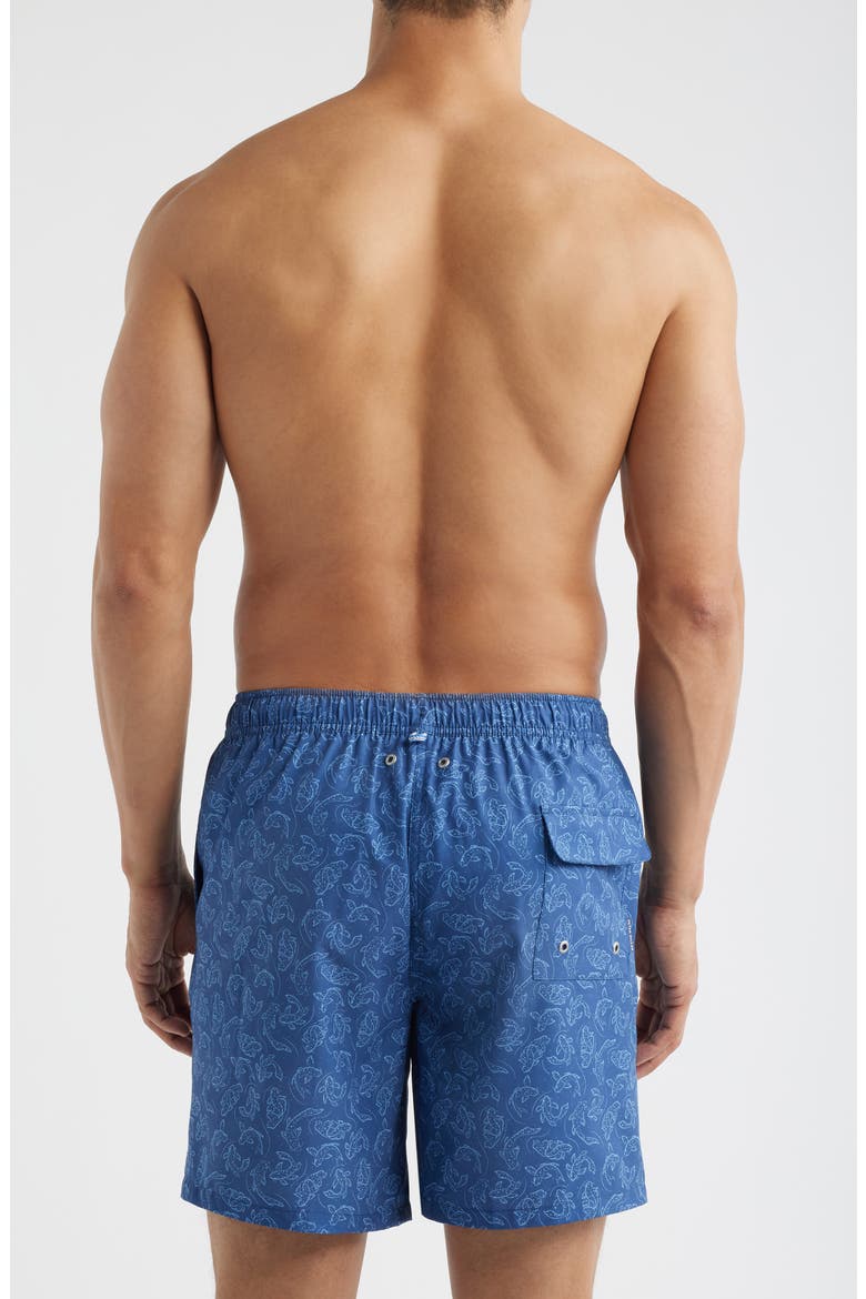 Pond Wander Koi Print Swim Trunks, Alternate, color, WINDSOR BLUE